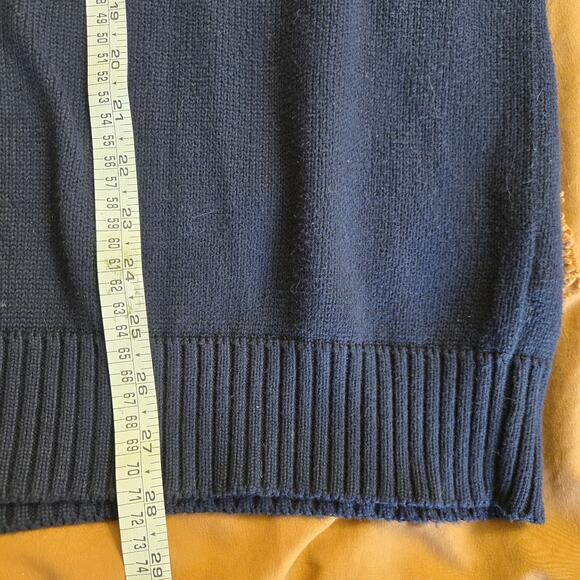 Polo Ralph Lauren Mens Vtg 90s Y2K Preppy Quarter Zip Heavy Knit Sweater XL Navy - Picture 10 of 10